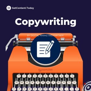 Image for blog copywriting service showing an illustrated orange typewriter.