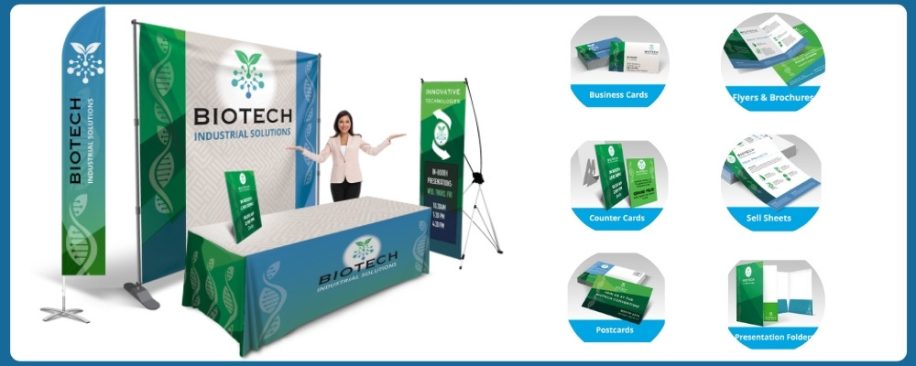 Image of trade show booth with marketing products